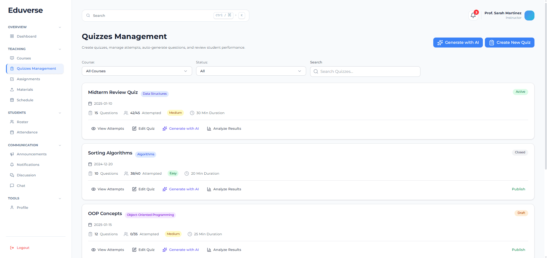 EduVerse campus learning platform preview