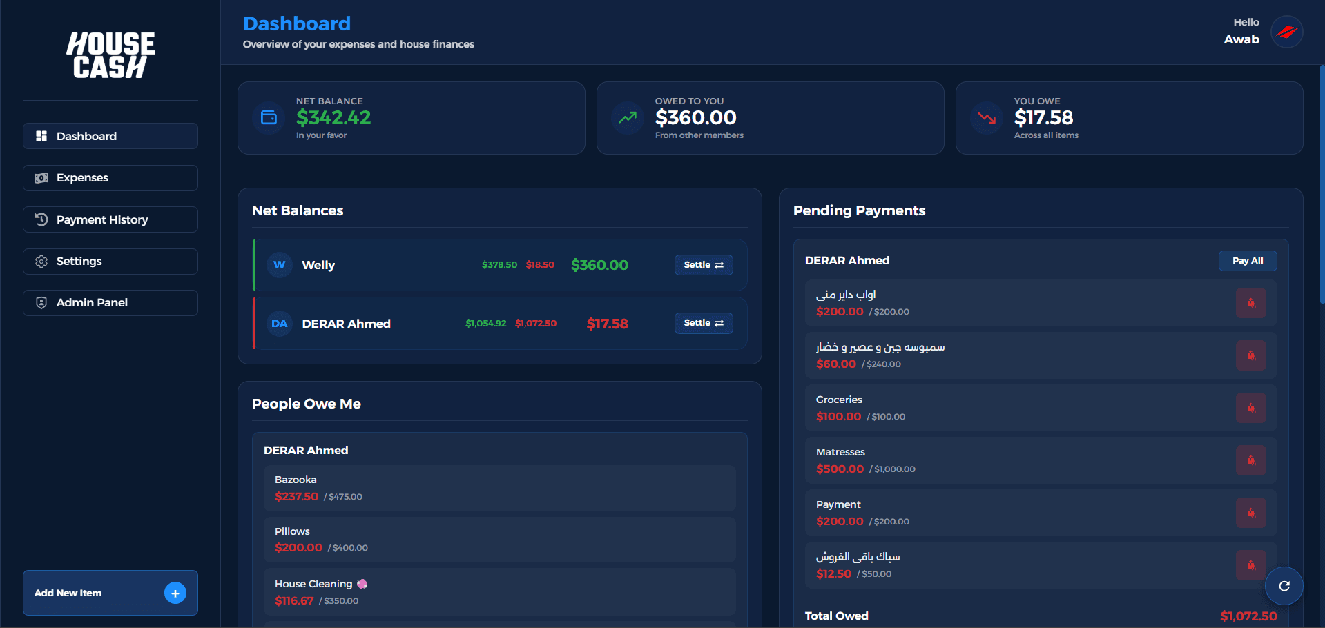 Screenshot of Housecash